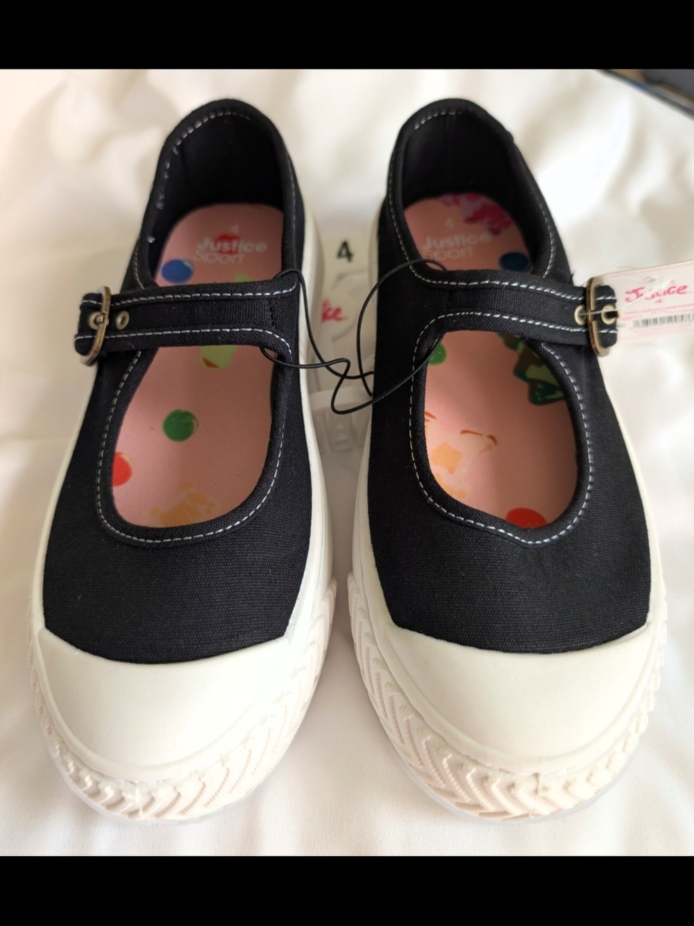 Justice Black Canvas Mary Jane Sneakers for Girls Size 5
